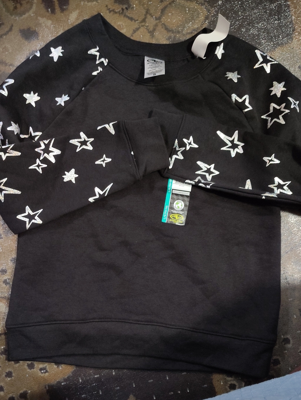 Nwt 10/12 Girls' Black Star Print Sweatshirt - Comfort Fit $25